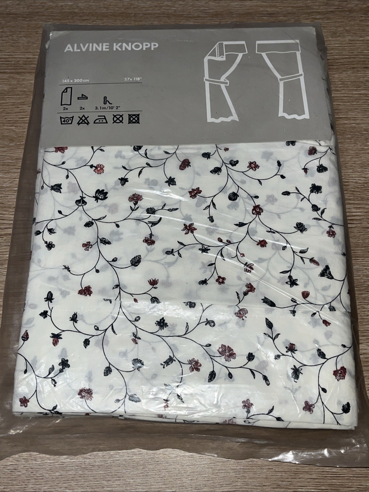 IKEA Alvine Knopp 57 X 118 Curtain Panels Vintage 2003 Floral Cotton New Rare