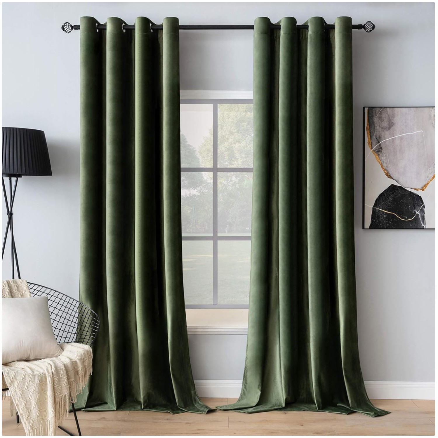 Classic Style Velvet Curtains – Set of 2 Panels