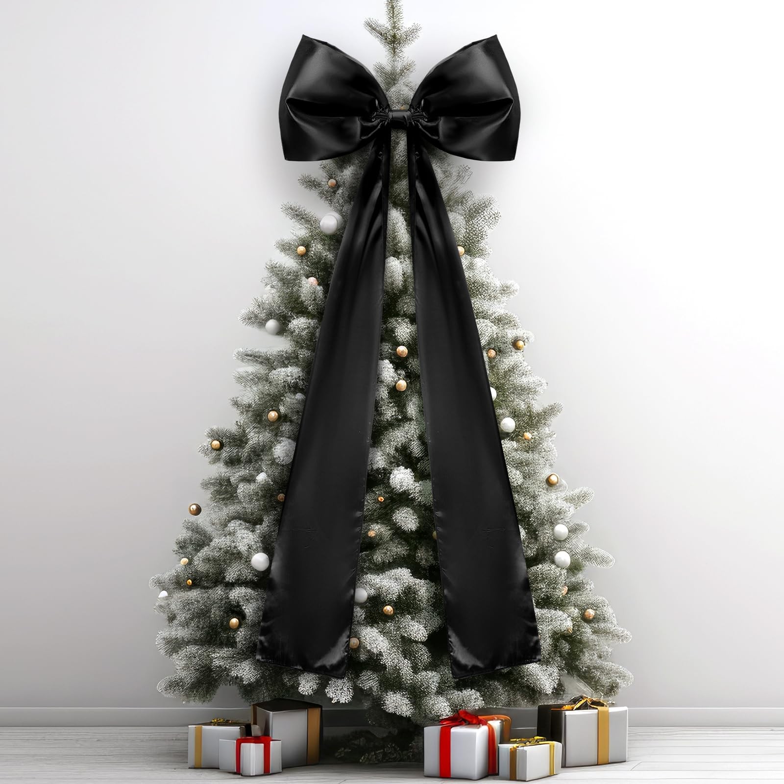 Extra Large Black Satin Bows 20×47 Inches Coquette Room Decor Giant Bow
