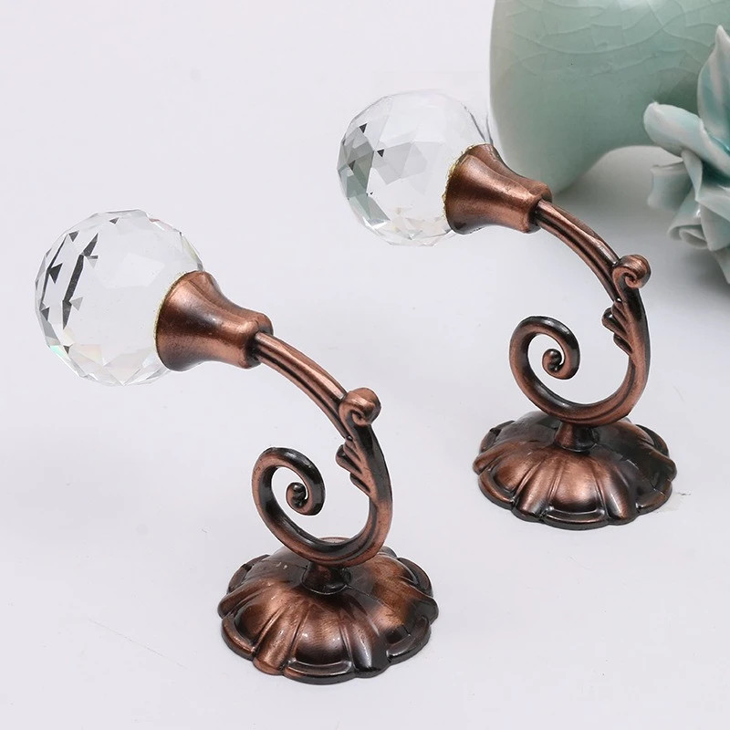 Luxury Design 2pcs Metal Crystal Glass Curtain Holdback Wall Tie Back Hooks Hang