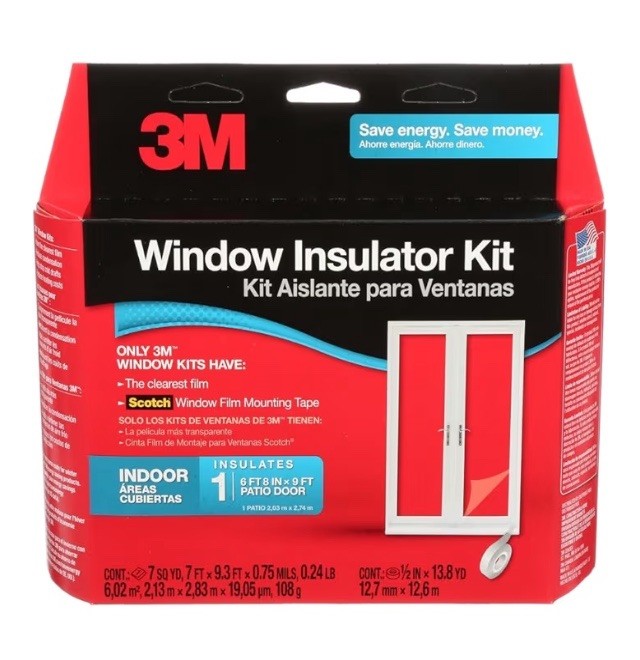 3M Indoor Patio Door Window Insulation Kit 6′-8″ x 9′ Heat Shrink Film Tape New.