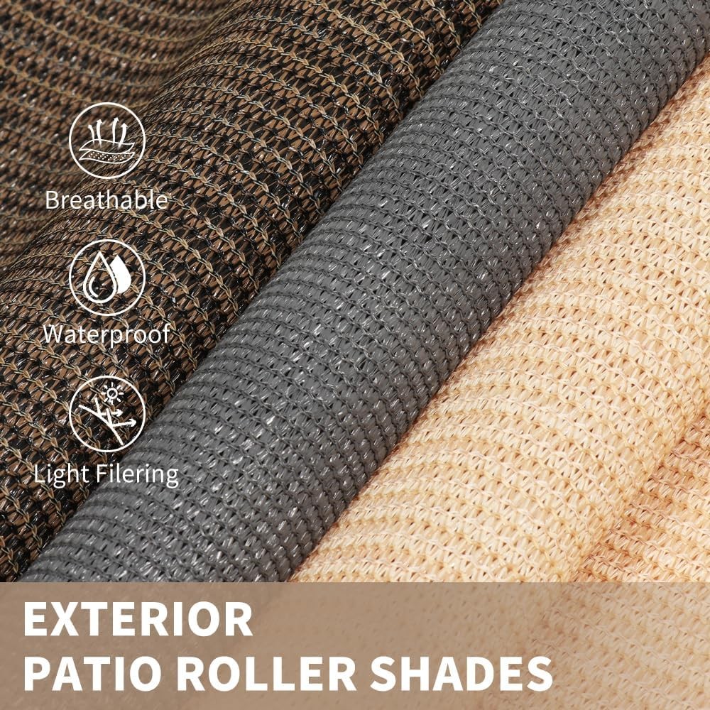 HIDODO Outdoor Roller Shade 4ft W x 6ft L Cordless Patio Shades UV Protection Ex