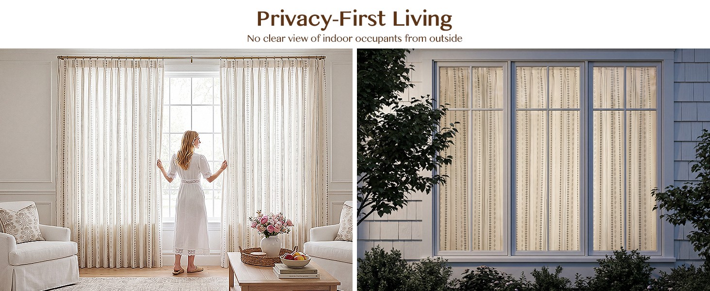 Pinch Pleated Taupe Floral Block Print Curtains 96 Inches Long, Vintage Boho