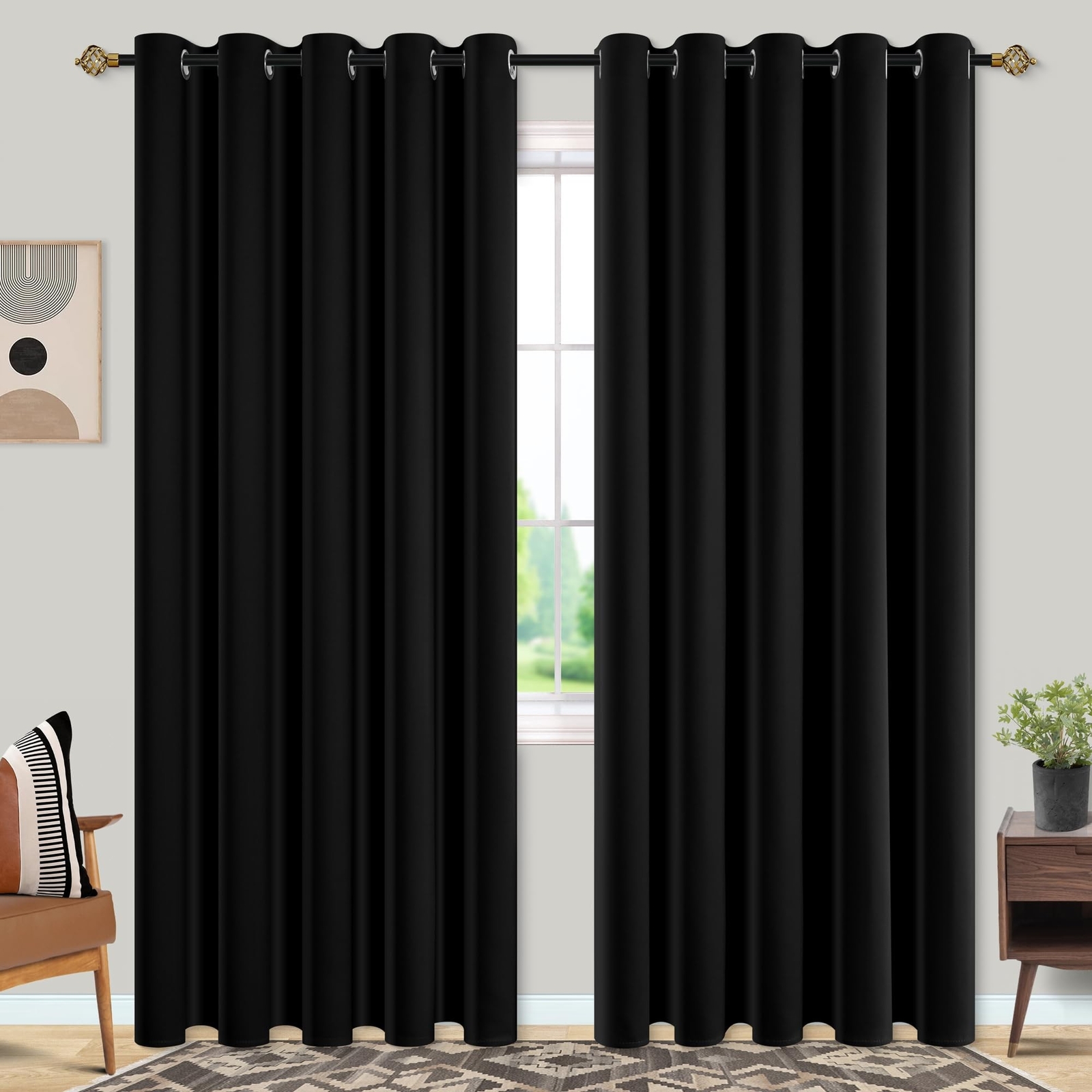 Mrs.Naturall Extra Wide Blackout Curtains 84 Inch Length 2 Panels Set,72 in W…