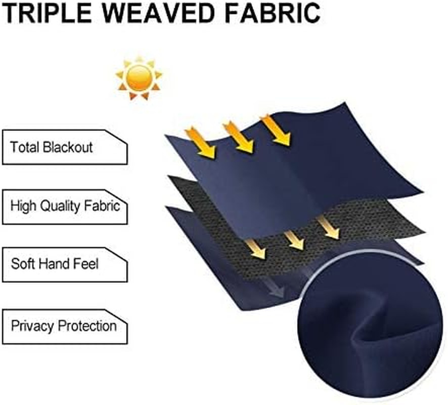 Extra Wide Navy Blackout Curtains for Sliding Glass Doors, 120×84 Inches