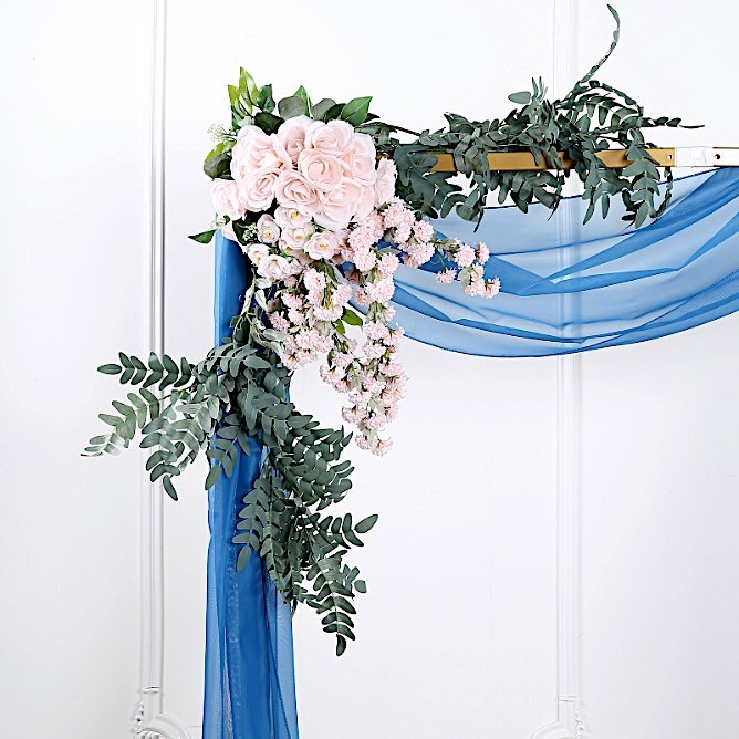 ROYAL BLUE 18 ft Sheer Organza BACKDROP CURTAIN Window Drape Panel Decorations