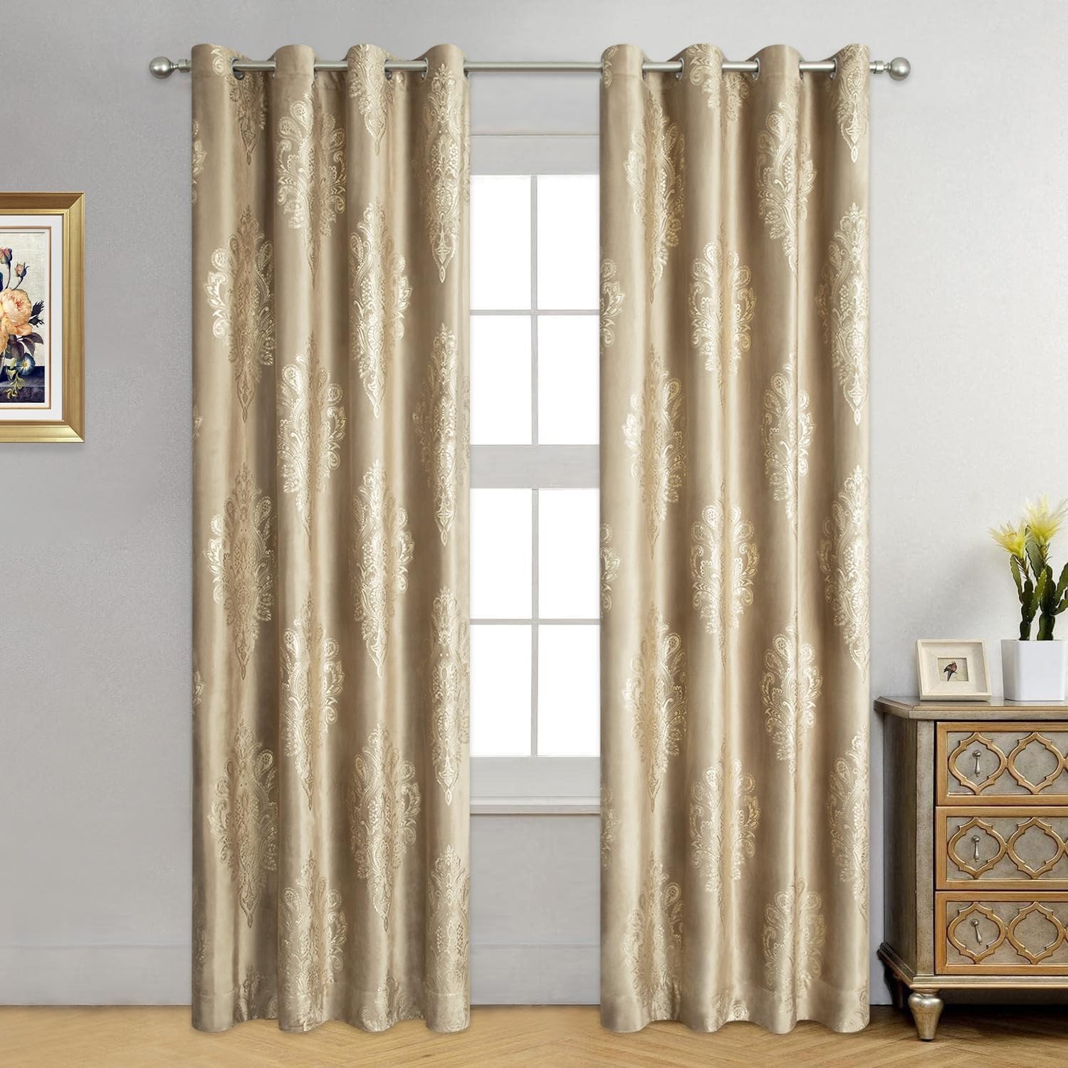 Extra Wide Velvet Curtains, 60 x 106 Inches European Style Thermal Insulated