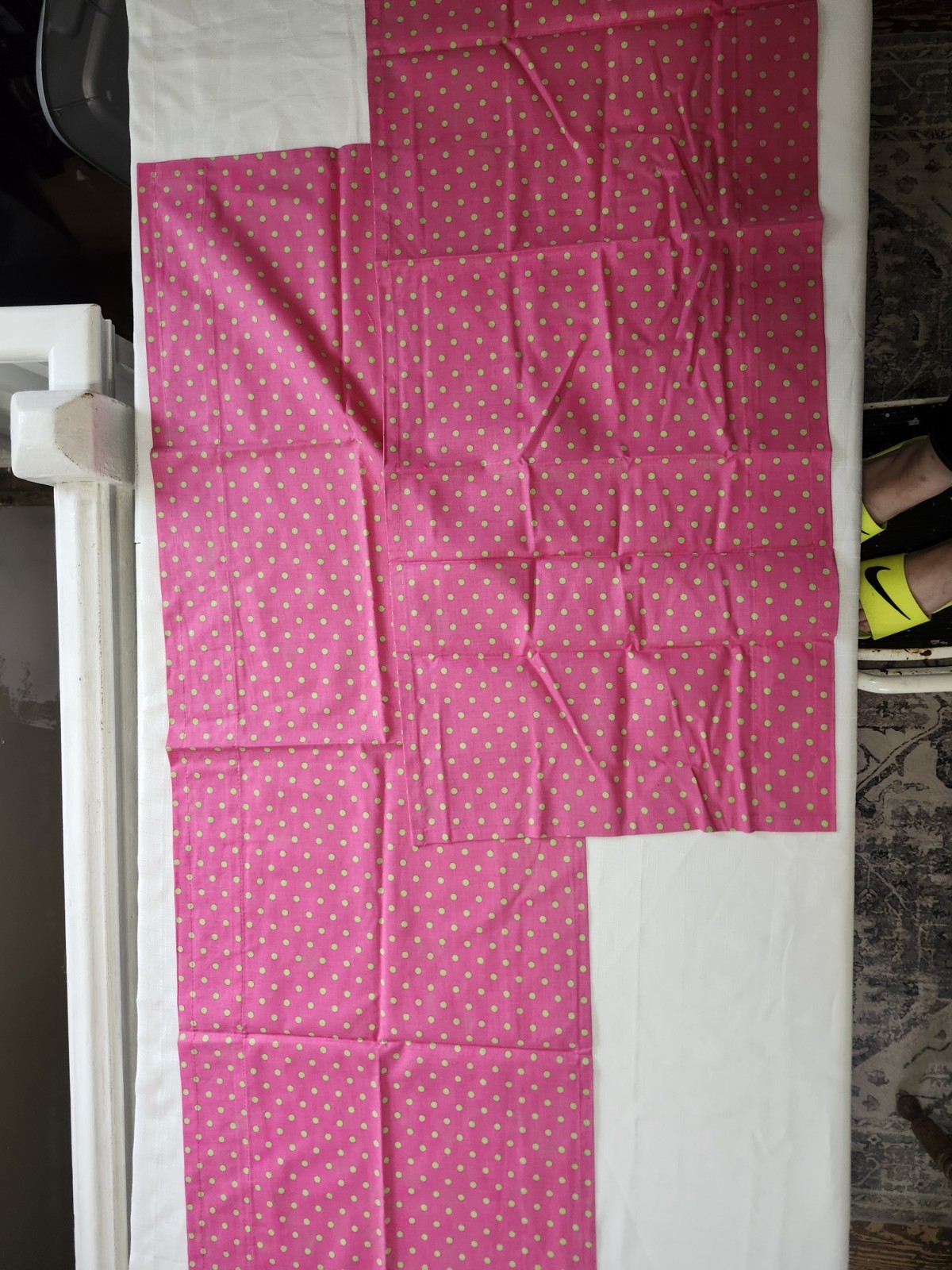 Set Of 2 Bright Pink And Green Polka Dot Curtain Valance Handmade 50×17