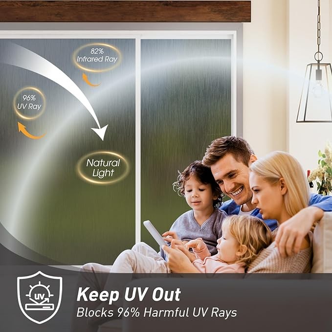 78.74» X17.73» Window Privacy Film Static Cling Isolate UV Radiation Non-Glue