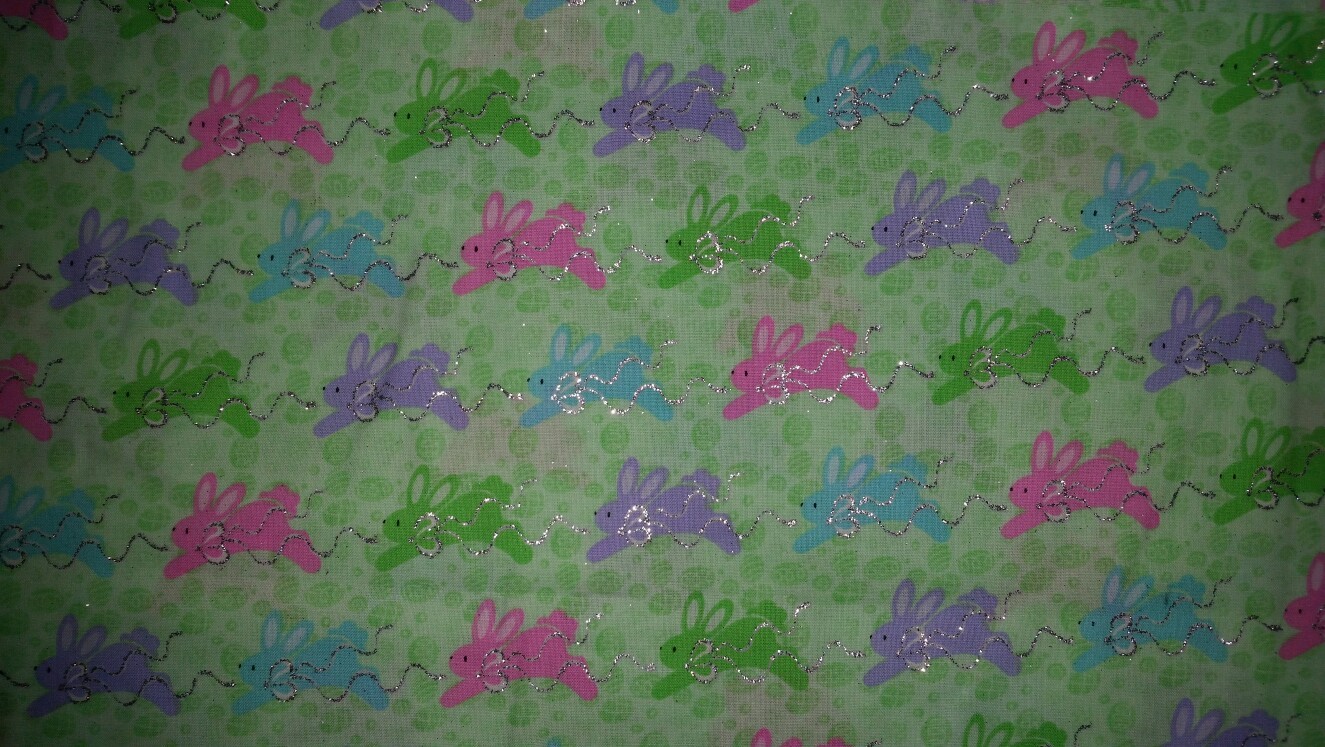 LINED WINDOW VALANCE CURTAIN 42X12 SPRING EASTER EGG BUNNY BUNNIES HOP GLITTER