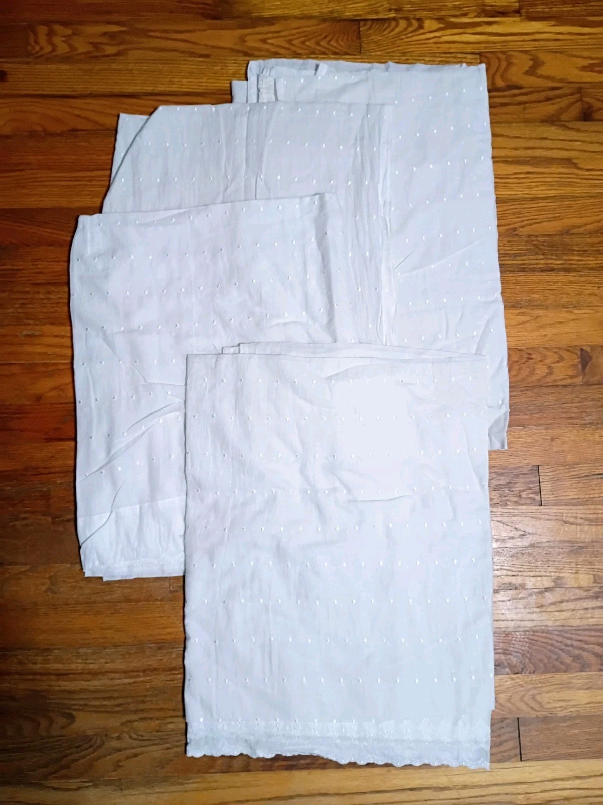 4 Simply Shabby Chic White Embroidered Swiss Dot Sheer Curtains White 60×84