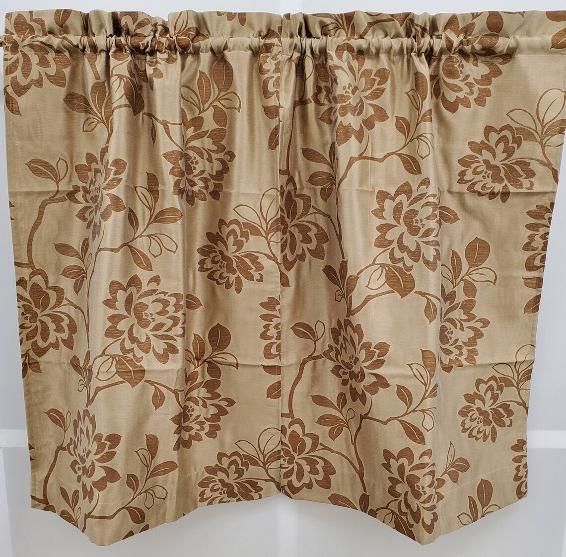 Lurex Custom Lined Valance or Unlined Tiers Jacquard Floral VINTAGE NEW RARE