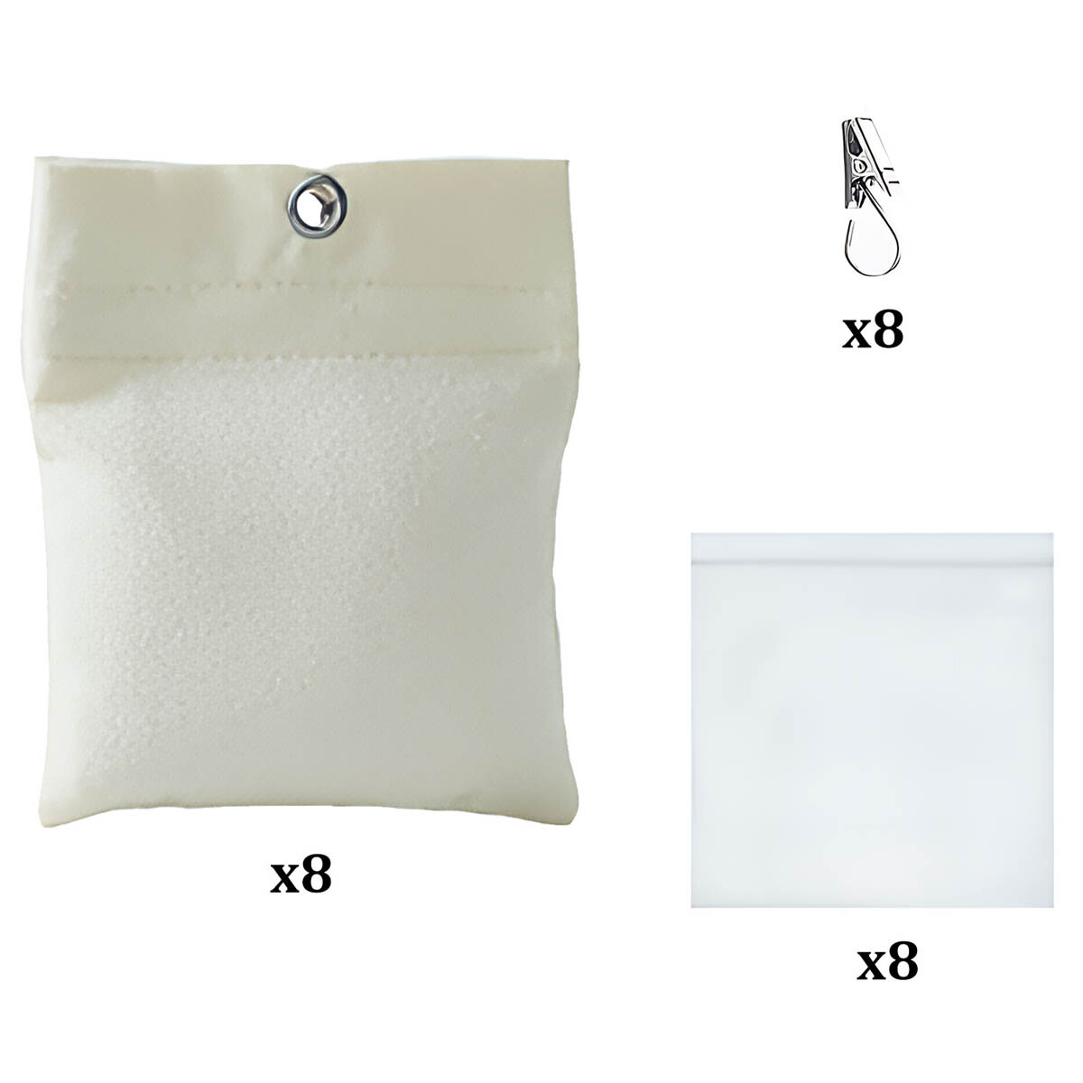 8 Pack 15 Oz Curtain Bottom Weight Gain Bag with Fixing Clip for Gazebo Curtains