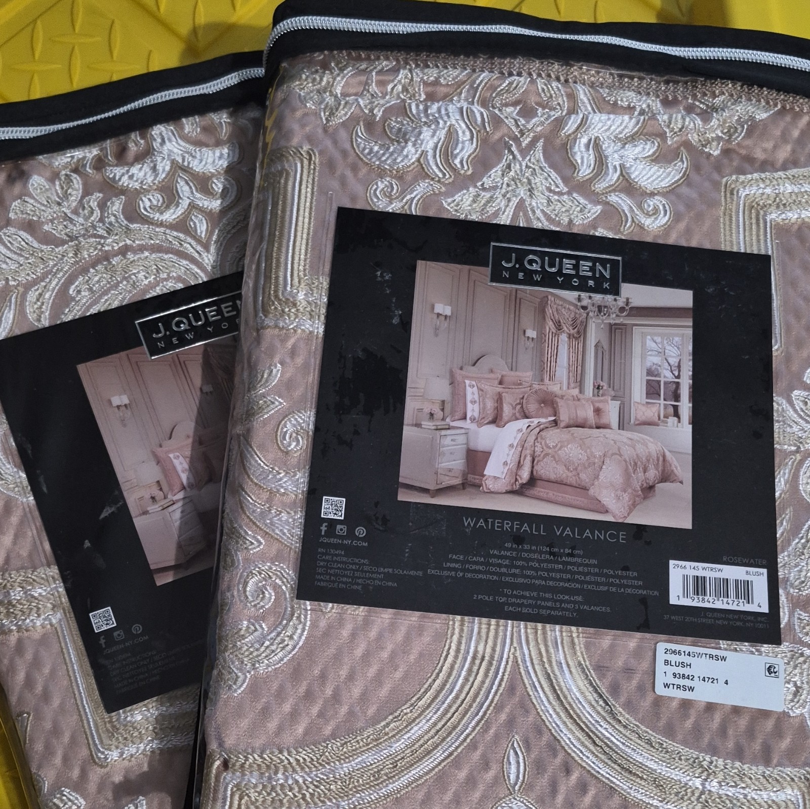 J Queen New York Waterfall Valance Blush Polyester 49×33 in Dry Clean Only