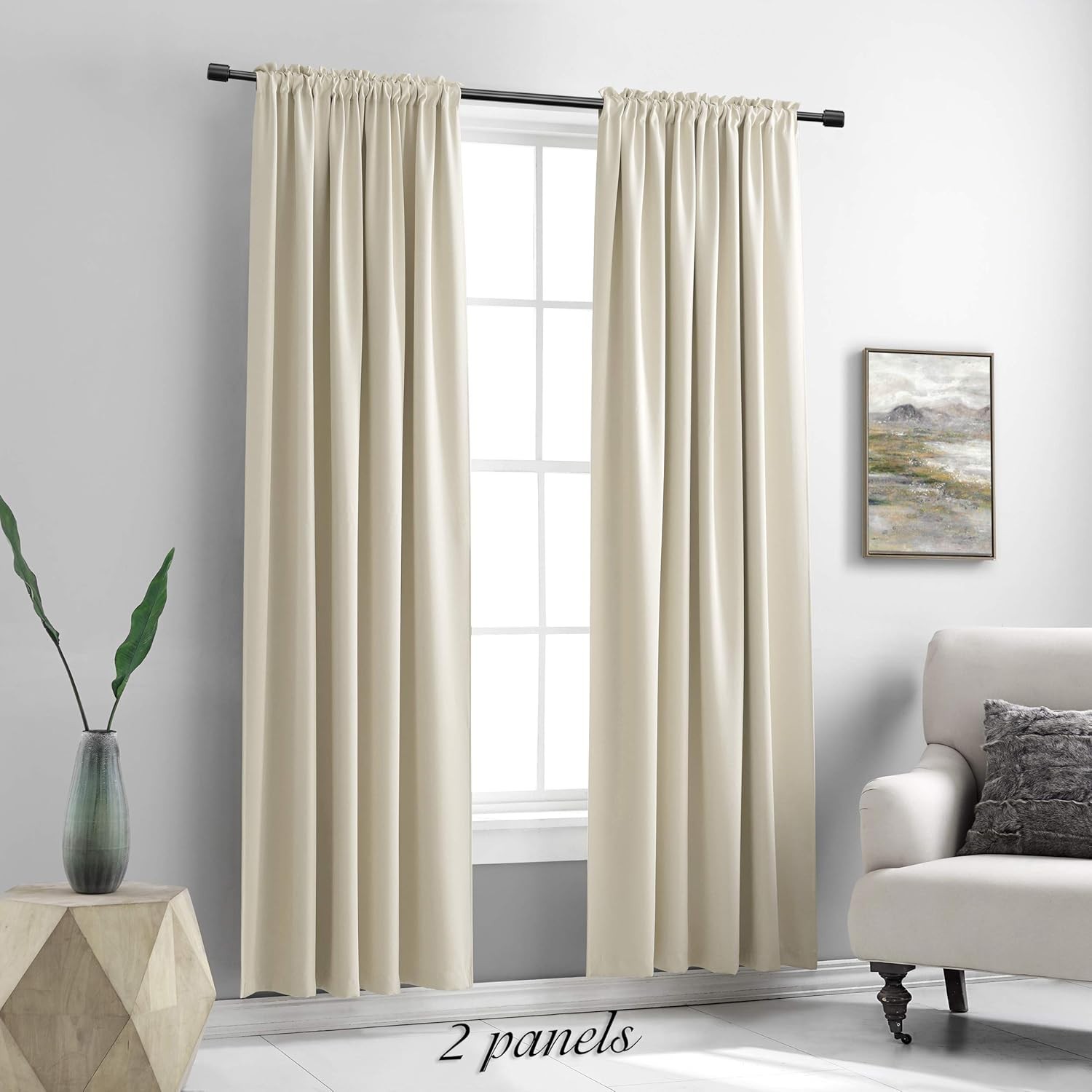 Beige Room Darkening Curtains for Bedroom – 52 x 90 Inch