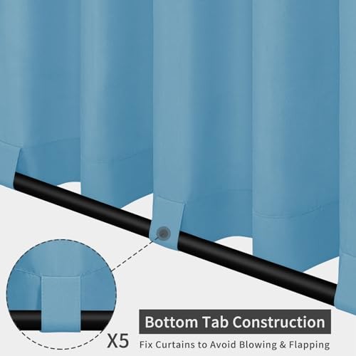 Outdoor Patio Curtains Detachable Tab Top 110″W x 120″L (Pack of 2) Sky Blue