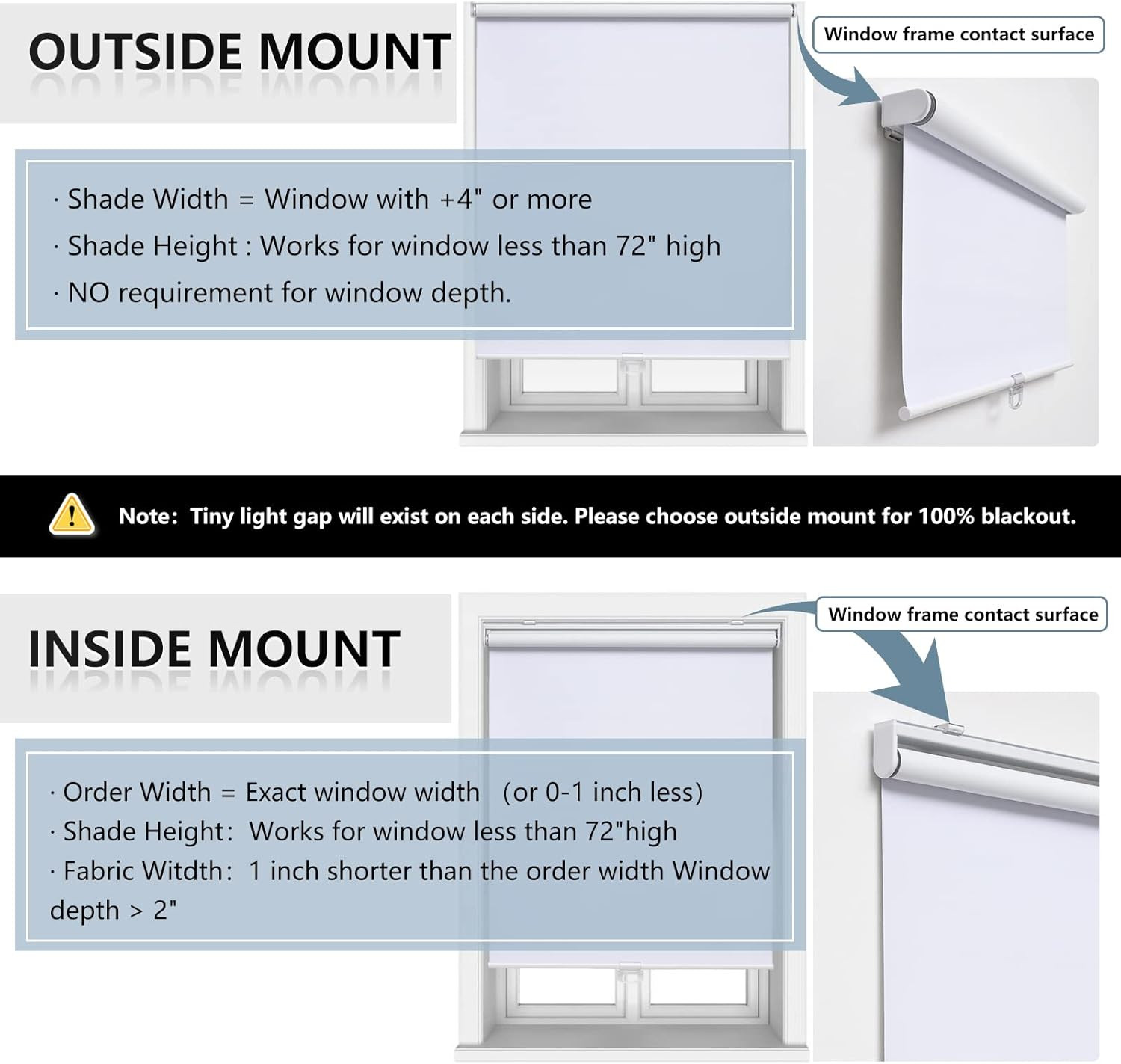 AOSKY Cordless Roller Shades Blackout Blinds for Windows Room Darkening Rolled u