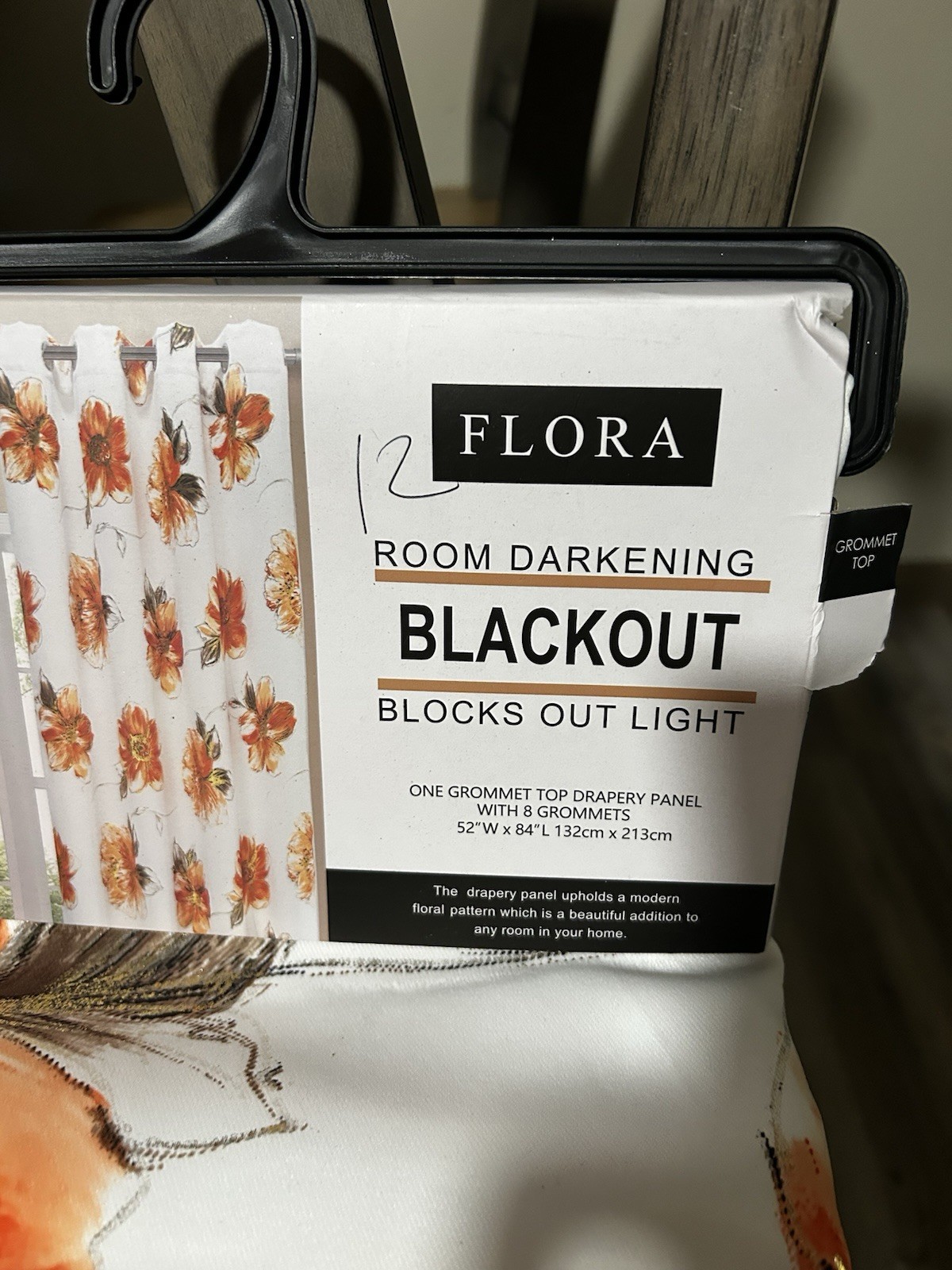 Flora Blackout Room Darkening Floral Curtain Panel 52” x 84” Grommet Top – Pair