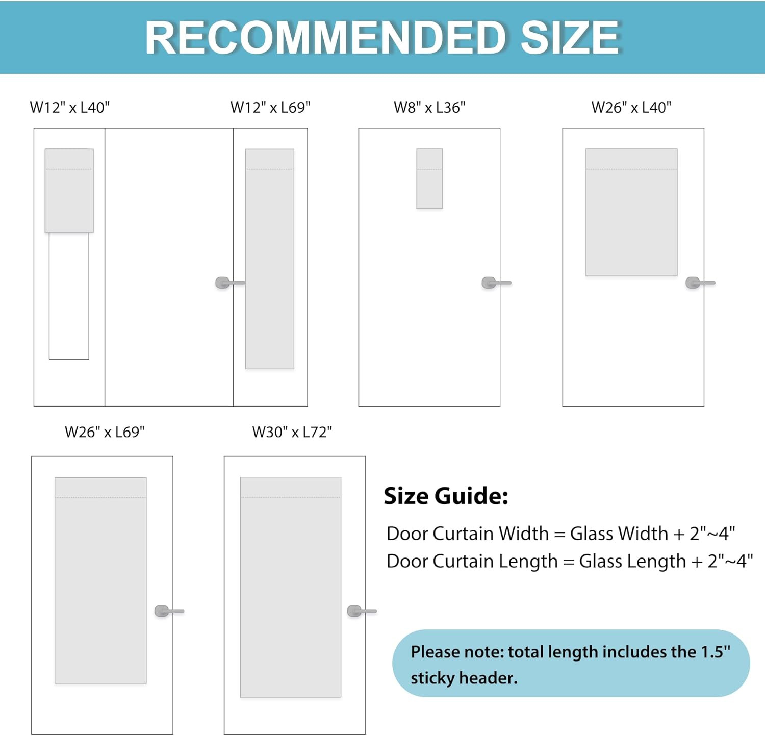 Blackout French Door Curtain, Small Window Drape Thermal Insulated