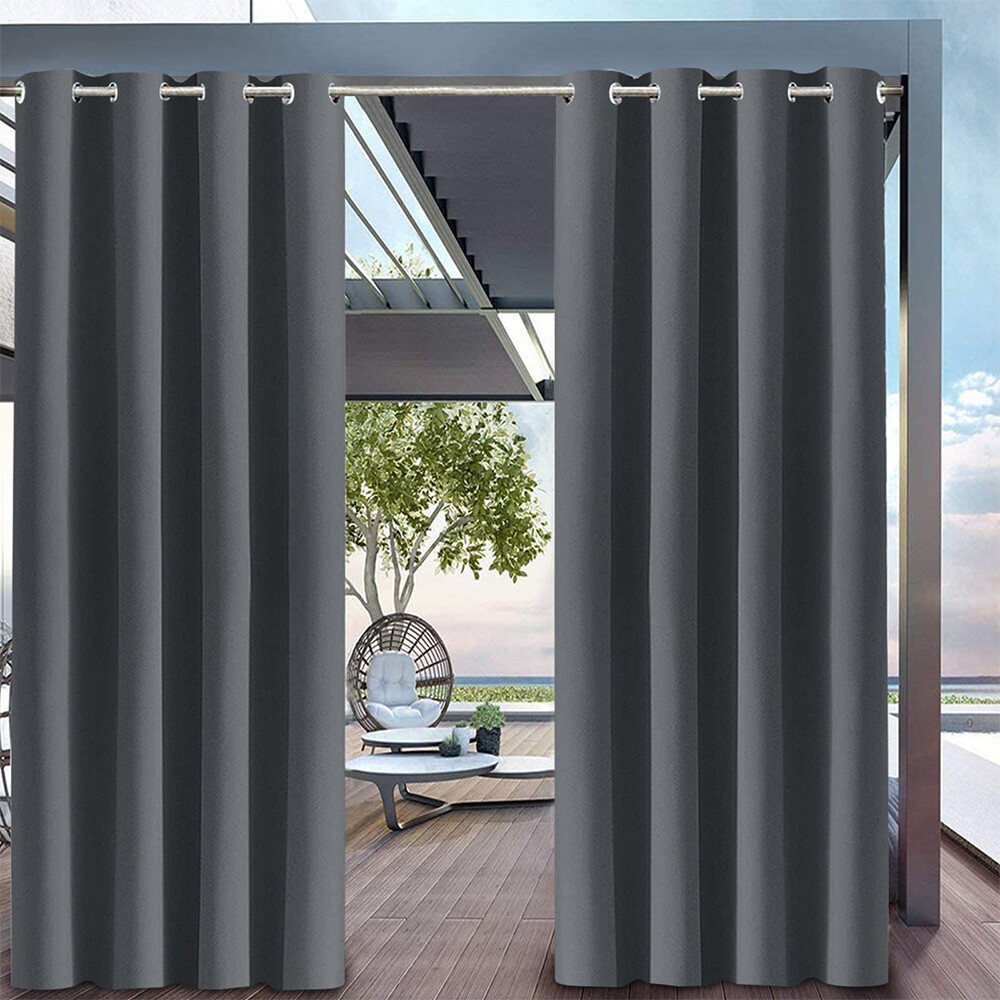 100×118″ Waterproof Outdoor Curtains for Patio Gazebo Blackout Drapes Sunblock