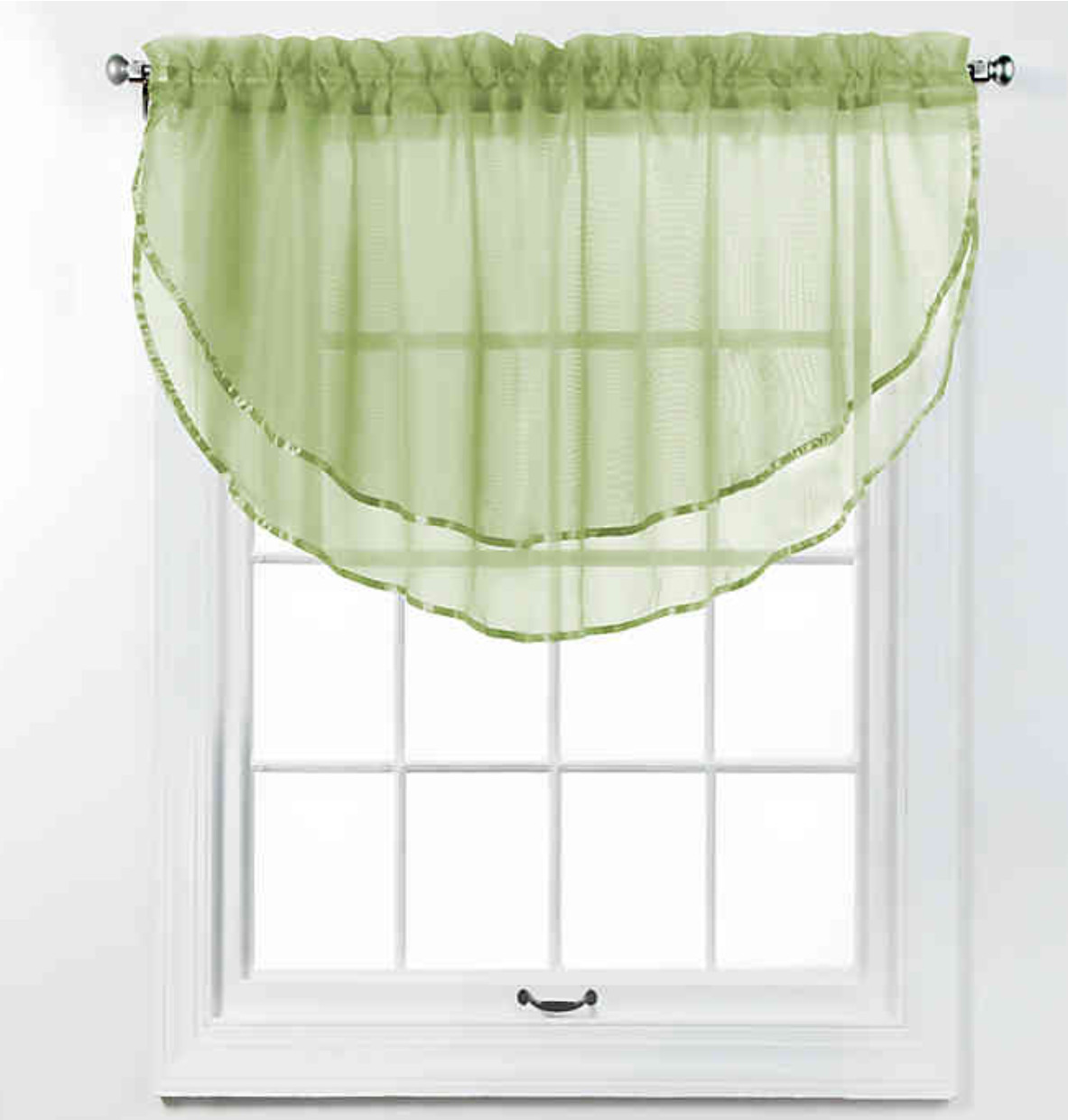 Belle Maison Stylemaster Elegance Voile Layered Ascot Valance 24″ x 60″
