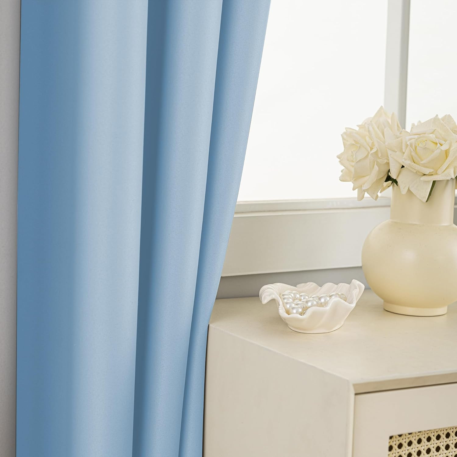 Light Blue Extra Long Blackout Curtains for High Ceilings, 52″x132″ Panel