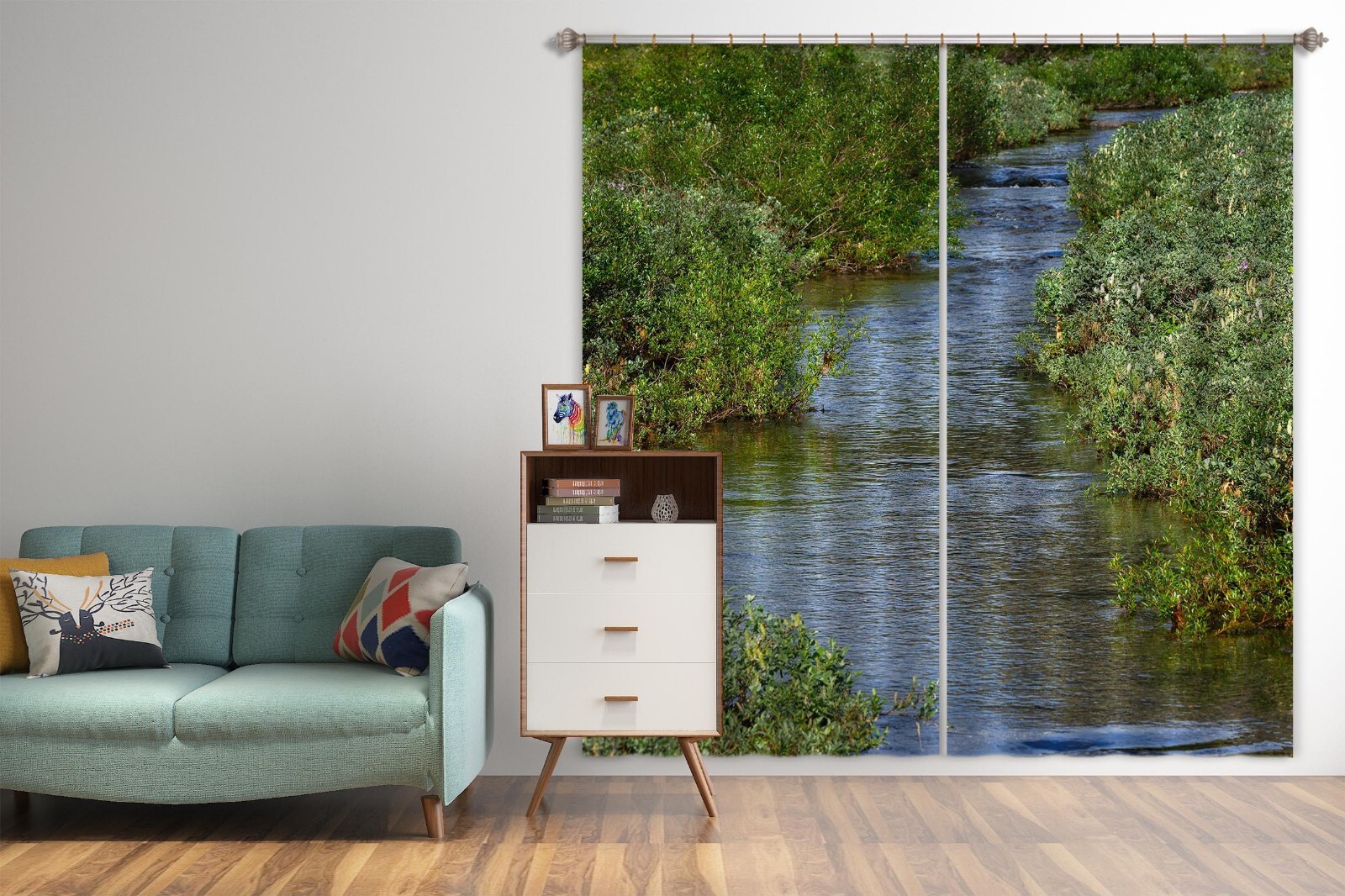 3D River Green Grass ZHUA260 Photo Curtain Window Blockout Fabric Amy 2023