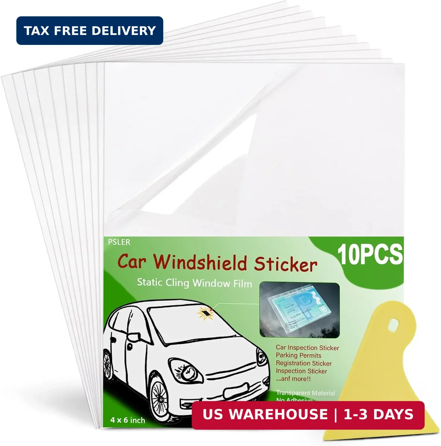 PSLER Car Windshield Sticker, Windshield Applicator, Clear Window Cling Car Insp