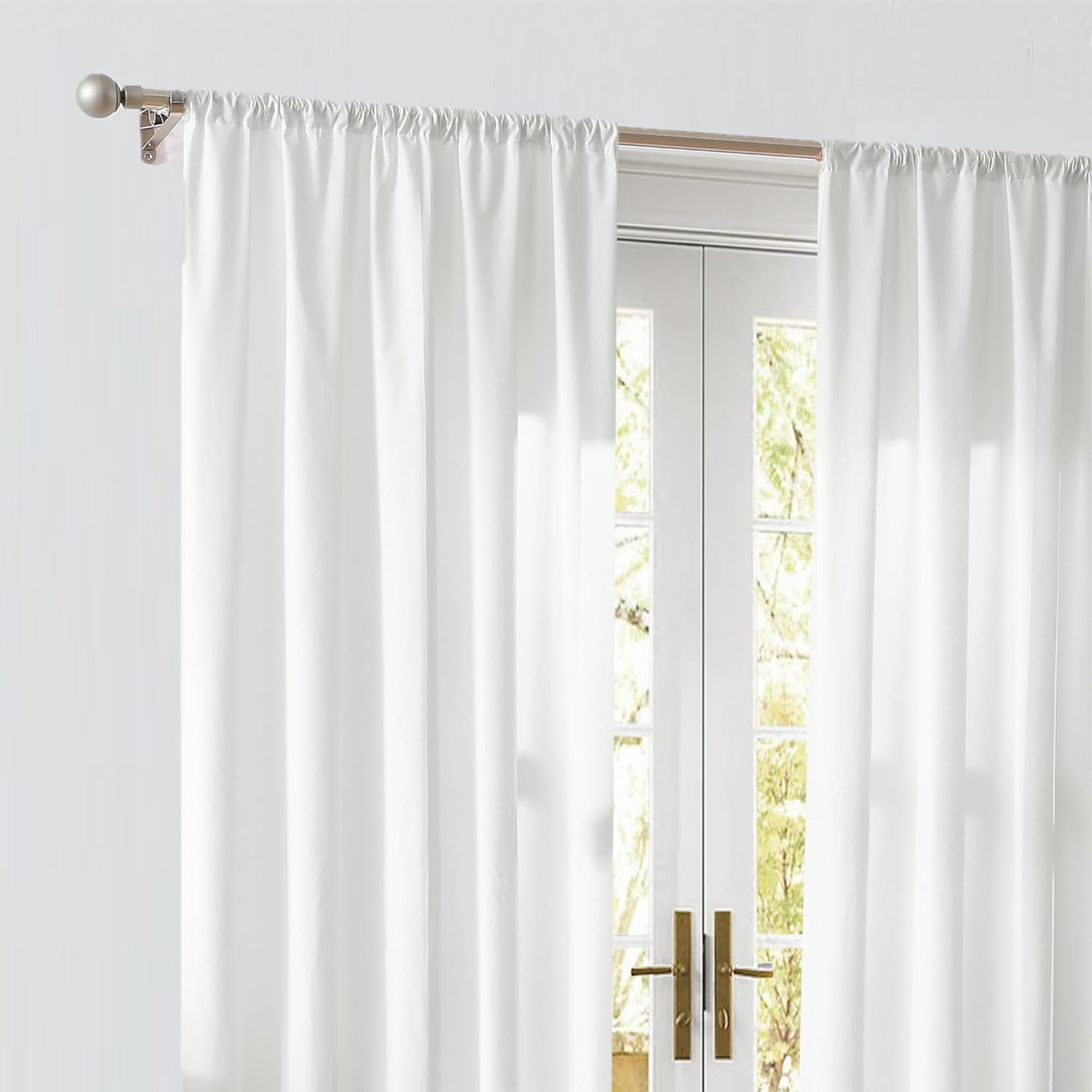 Elegant White Cotton Percale 50X96 Window Curtain Pair – Oeko-Tex Certified