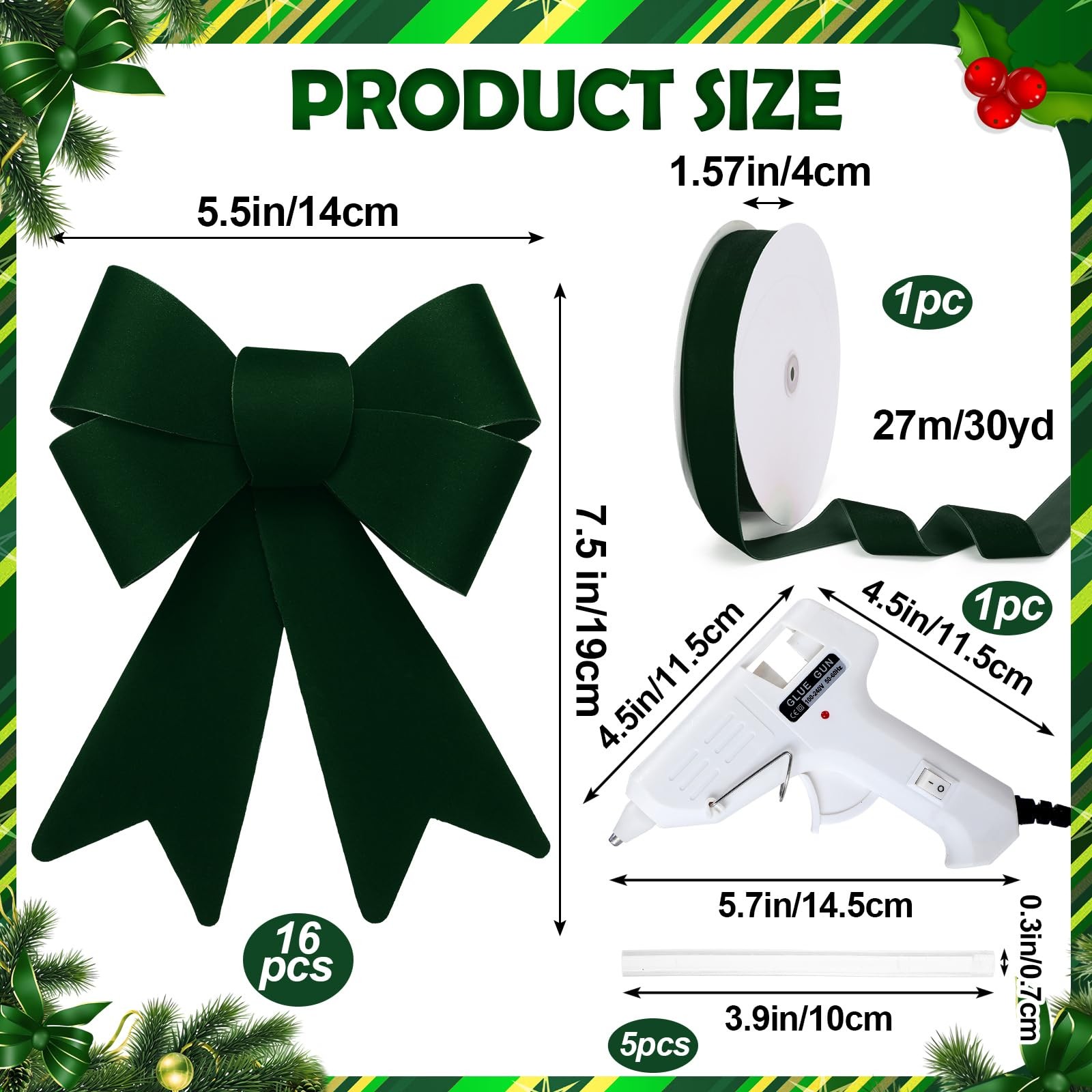 16 Pcs Christmas Cabinet Bows DIY Kitchen Velvet Cabinet Ribbons Bows for Kit…
