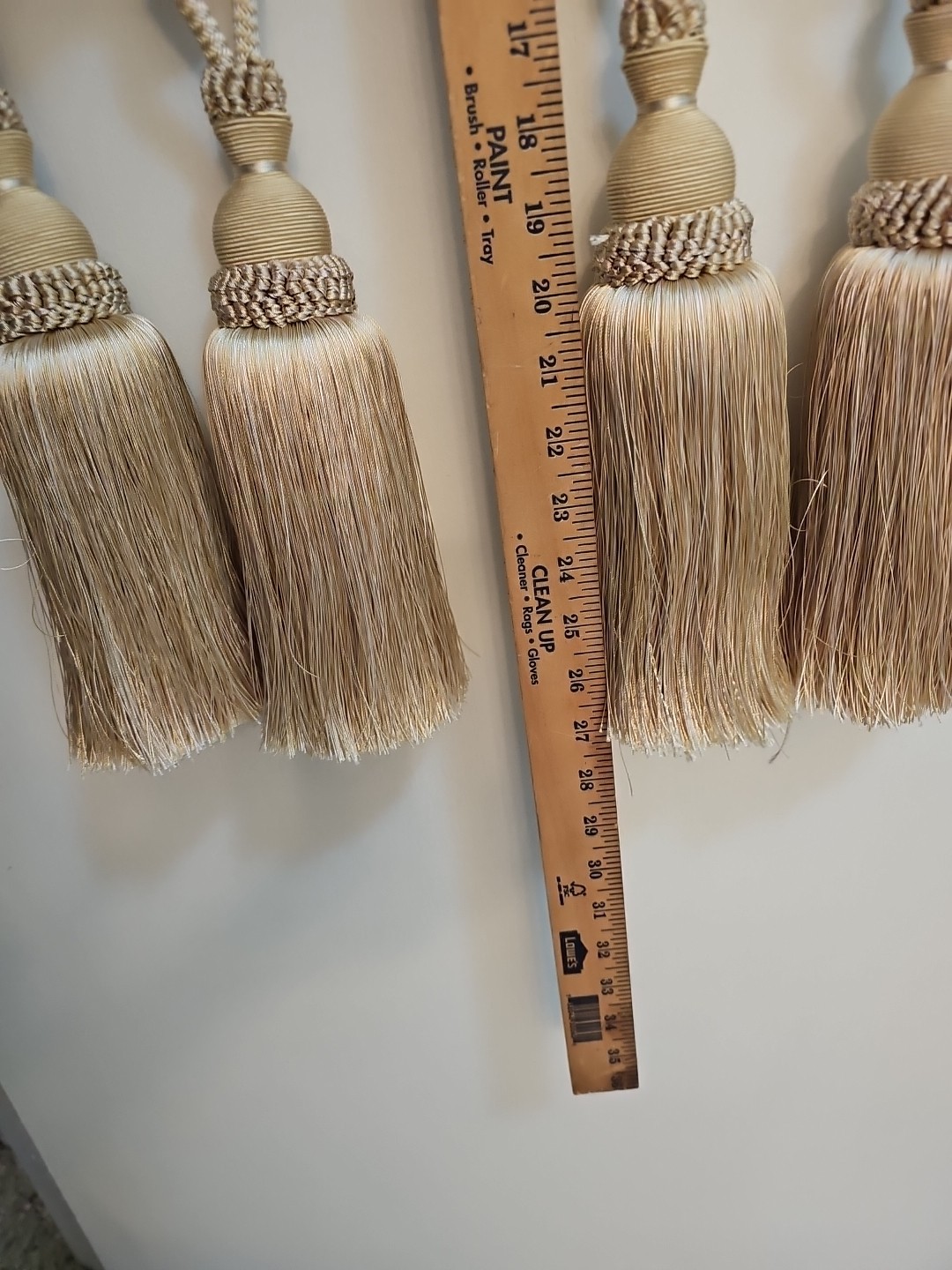 Large Elegant Window Tassell Tiebacks. Set of 4. Champagne color. Adjustable.