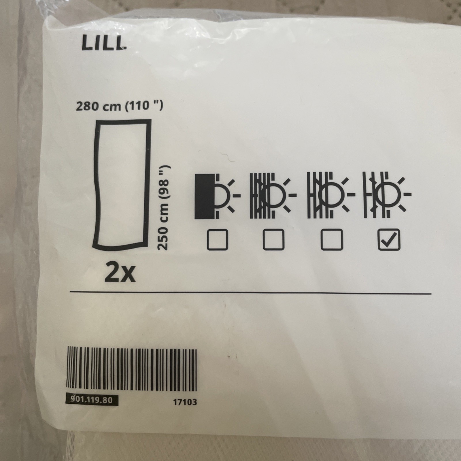 IKEA 901.119.80 Lill Sheer 2 Panels 98 X 110 in Curtain – White