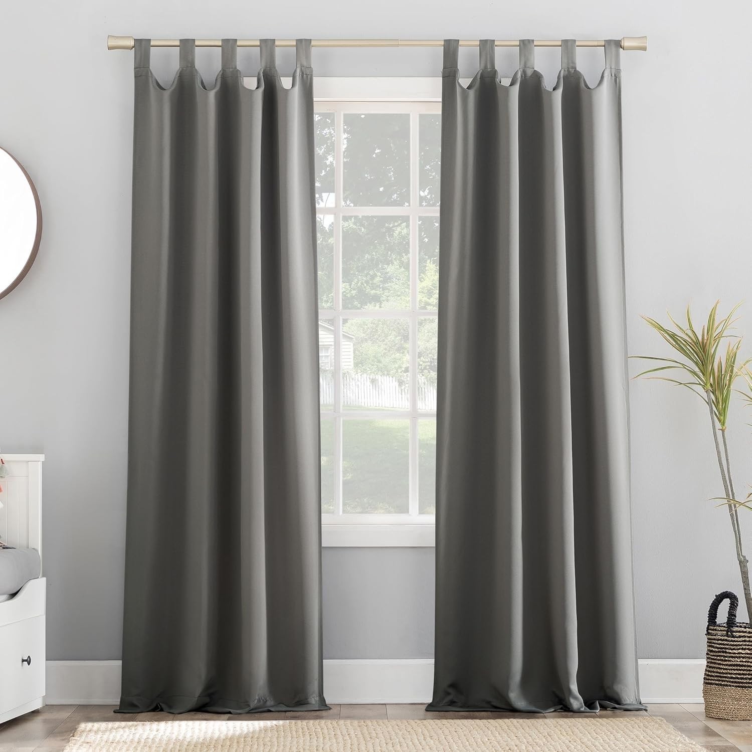 Sun Zero Easton Energy Saving Blackout Tab Top Curtain Panel, 40″ x 63″, Gray