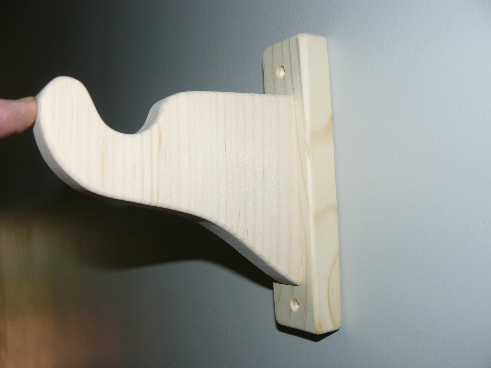 Handmade Wood Curtain Rod Brackets Unfinished Pine