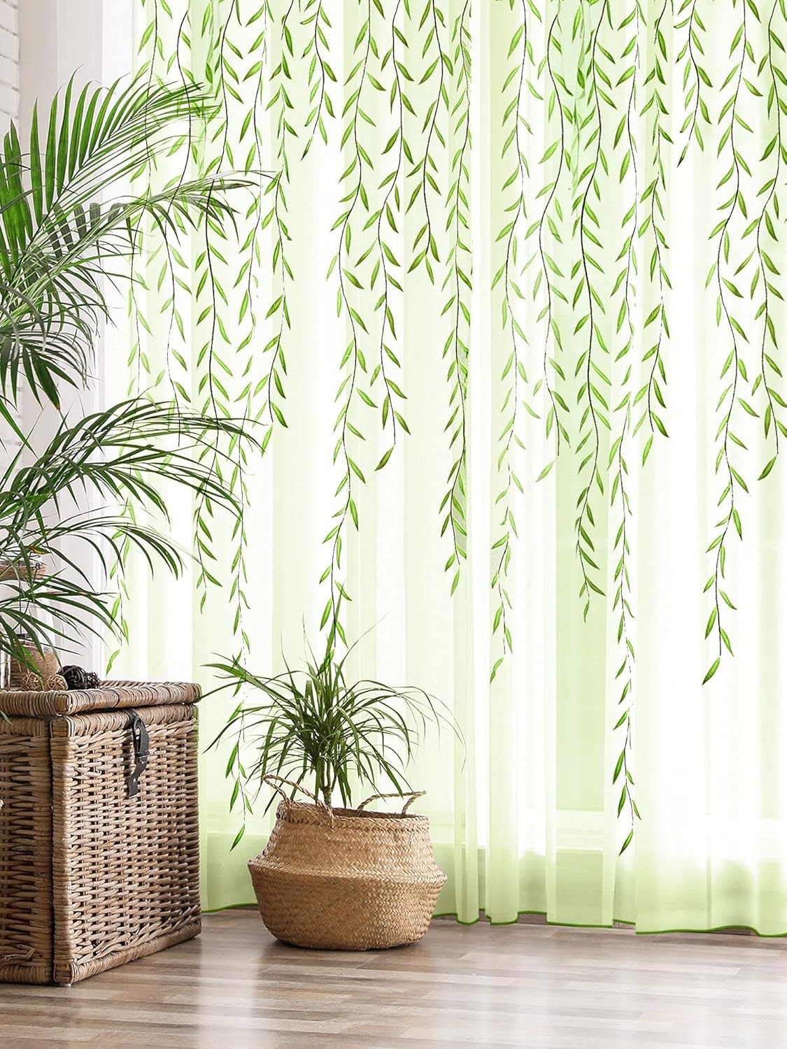Willow Voile Curtains Cute Green Sheers Leaf Tulle Vine Window Sheers Ivy Pretty
