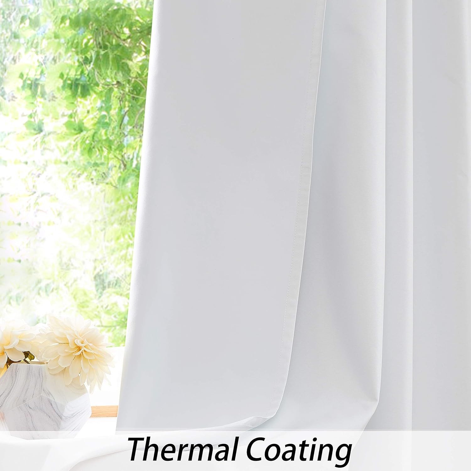 White Full Blackout Window Curtain Liner Panels Rod Pocket Bedroom Drape W/ 10