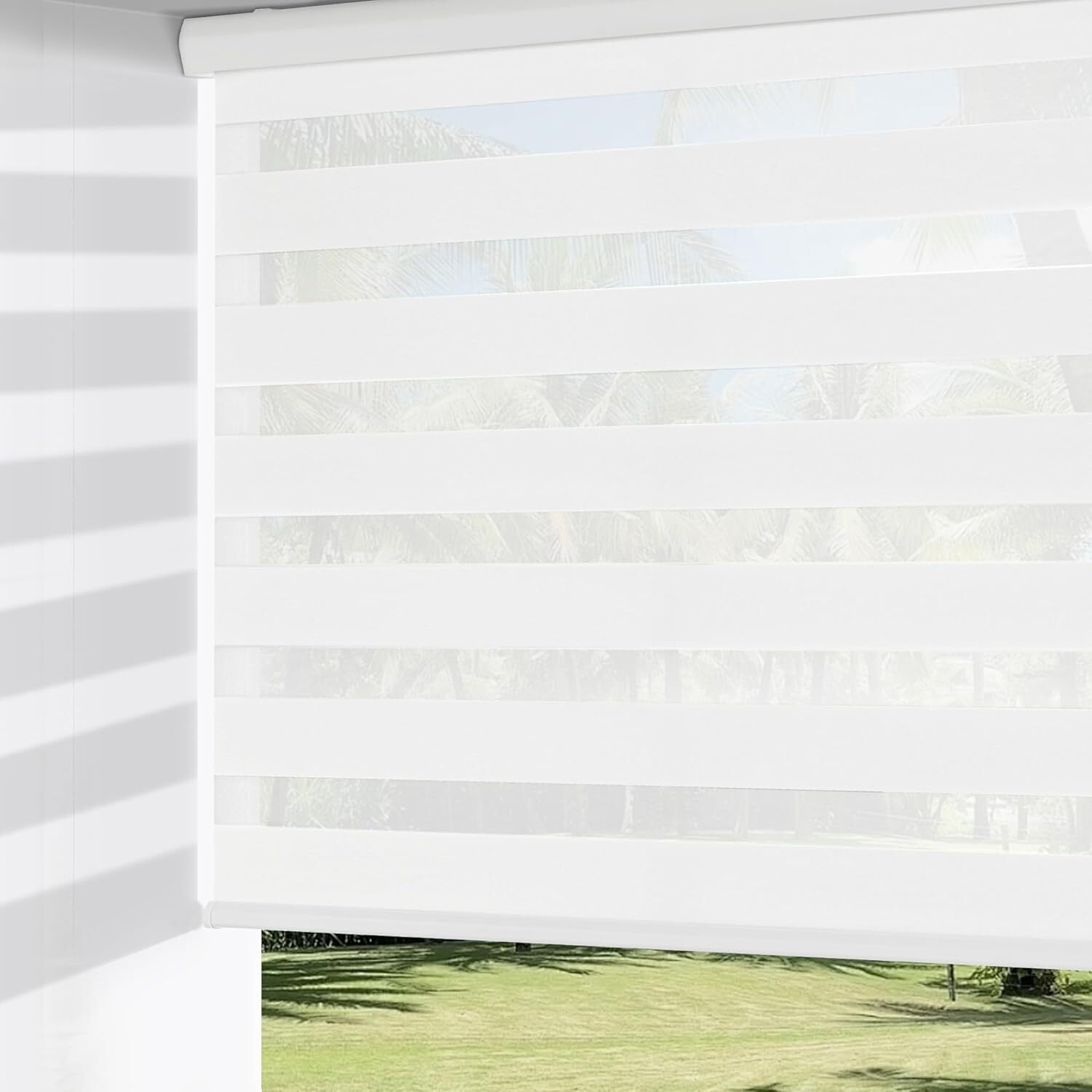 Cordless Zebra Print Blinds, Double (44 in. W x 72 in. H, White)