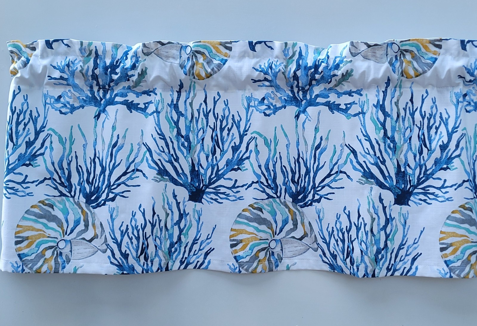 Coastal Coral & Seashell Valance Curtain
