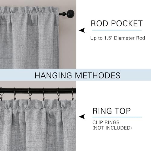 Valances for Windows 12 Inch Length, Light 52″W x 12″L (Pack of 1) Grey
