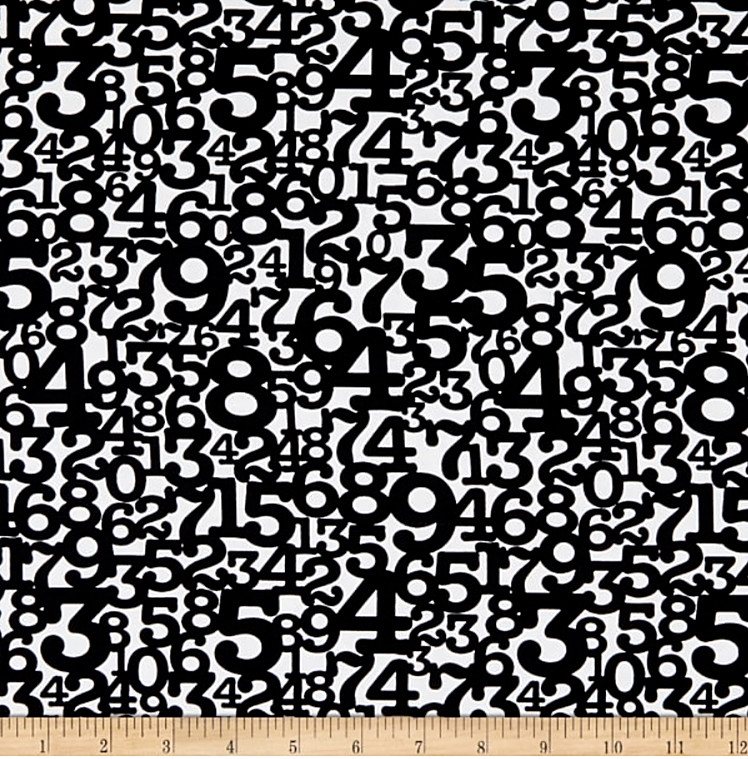 Math Numbers Curtain Valance School Teacher Classroom Black White 42 x 14