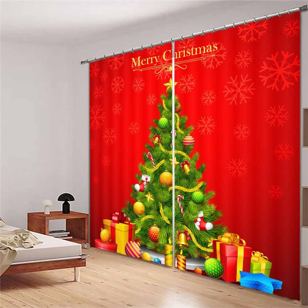 Nimble Christmas Tree 3D Curtain Blockout Photo Printing Curtains Drape Fabric