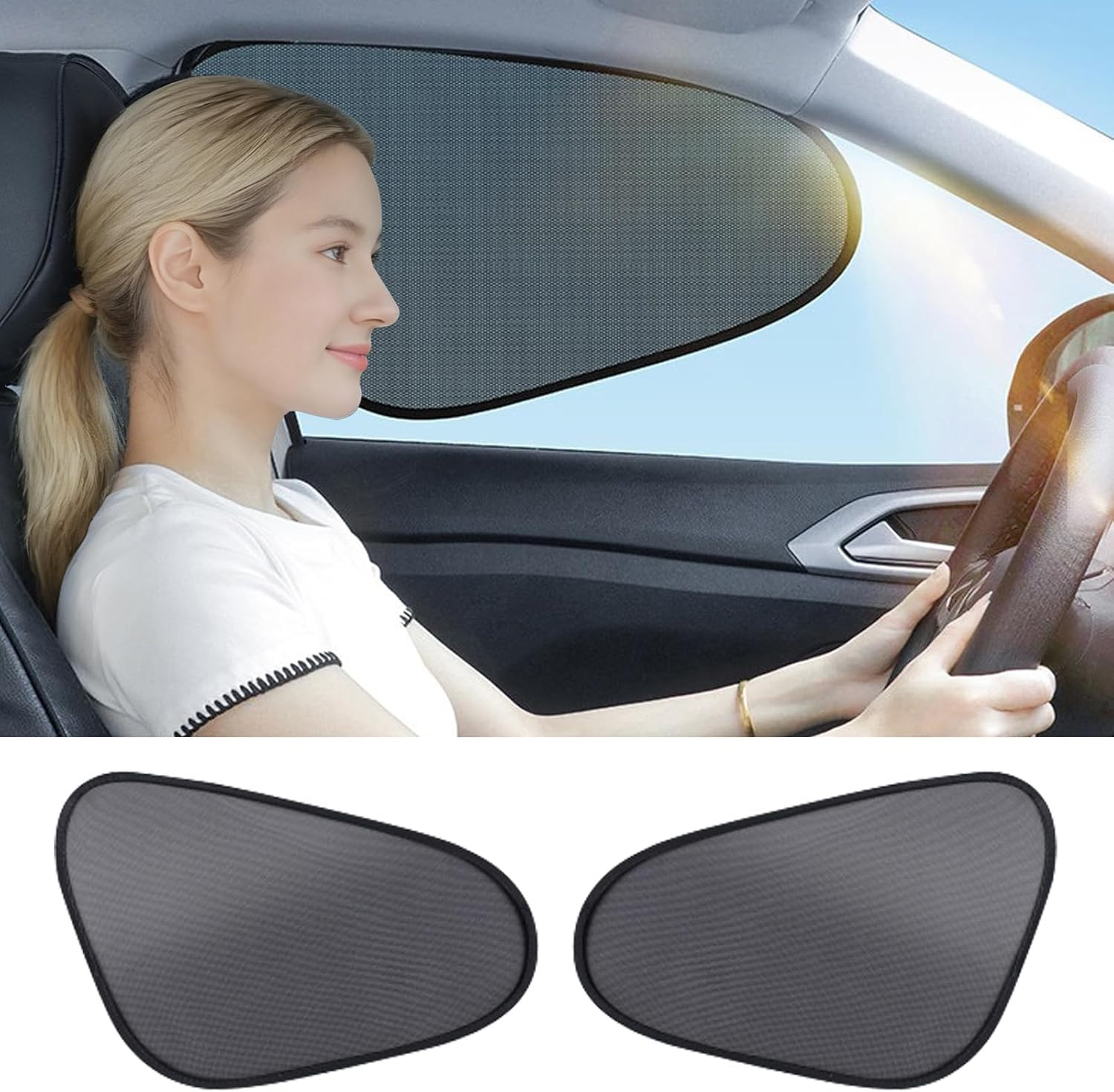2-Pack Car Window Shades | Mesh Static Adsorption Side Window Anti-Uv Sunshade C