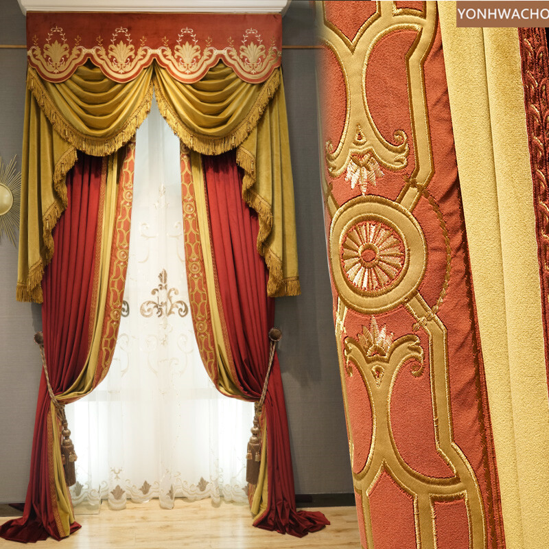 retro palace velvet wine red thick cloth blackout curtain valance panel C322
