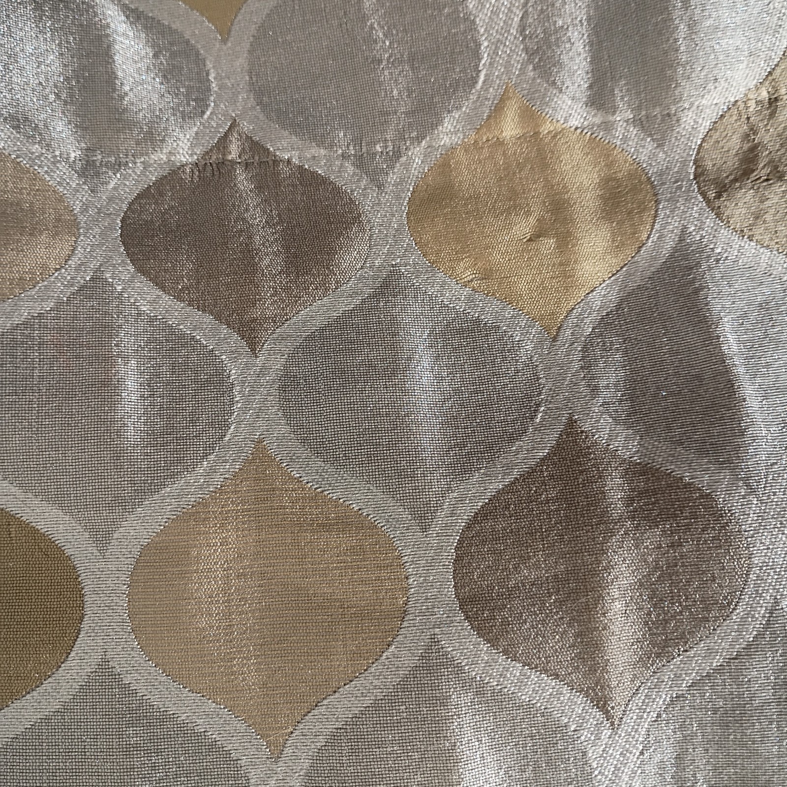 RICHLOOM Riga Curtains 51 x 96 Gold Silver Geometric Art Deco Hollywood Regency