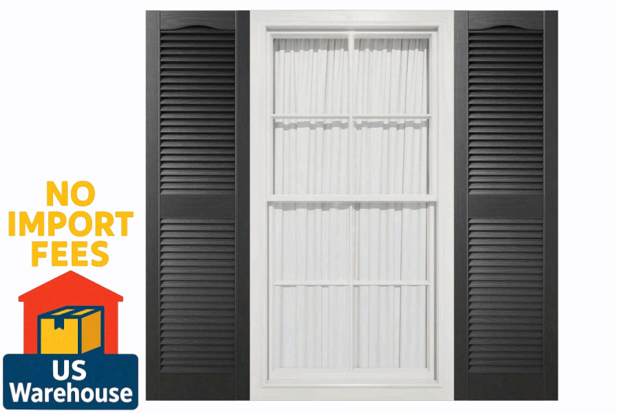Mid-America 14 1/2″ x 55″ Vinyl Cathedral Open Louver Shutters Black Pair