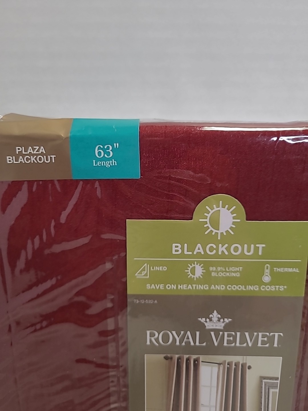 Royal Velvet Plaza Blackout Energy Savings Grommet Panel 50W x 63L Red