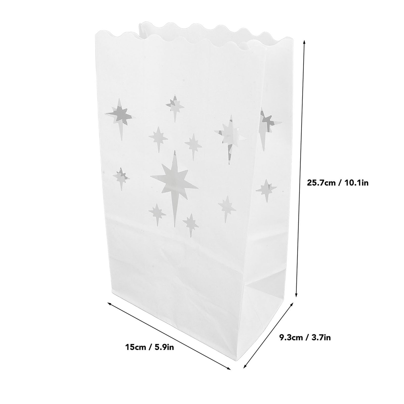 20 PCS White Luminary Bags Flame Resistant Stars Design Candle Lantern Bag