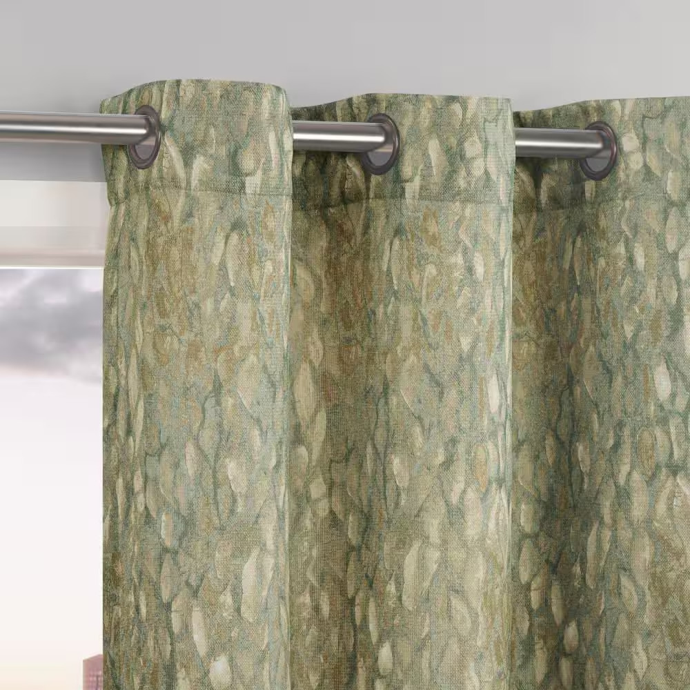 Harlowe Abstract Geometric Harbor Blue Semi-Sheer 48 In. W X 84 In. L Grommet Li