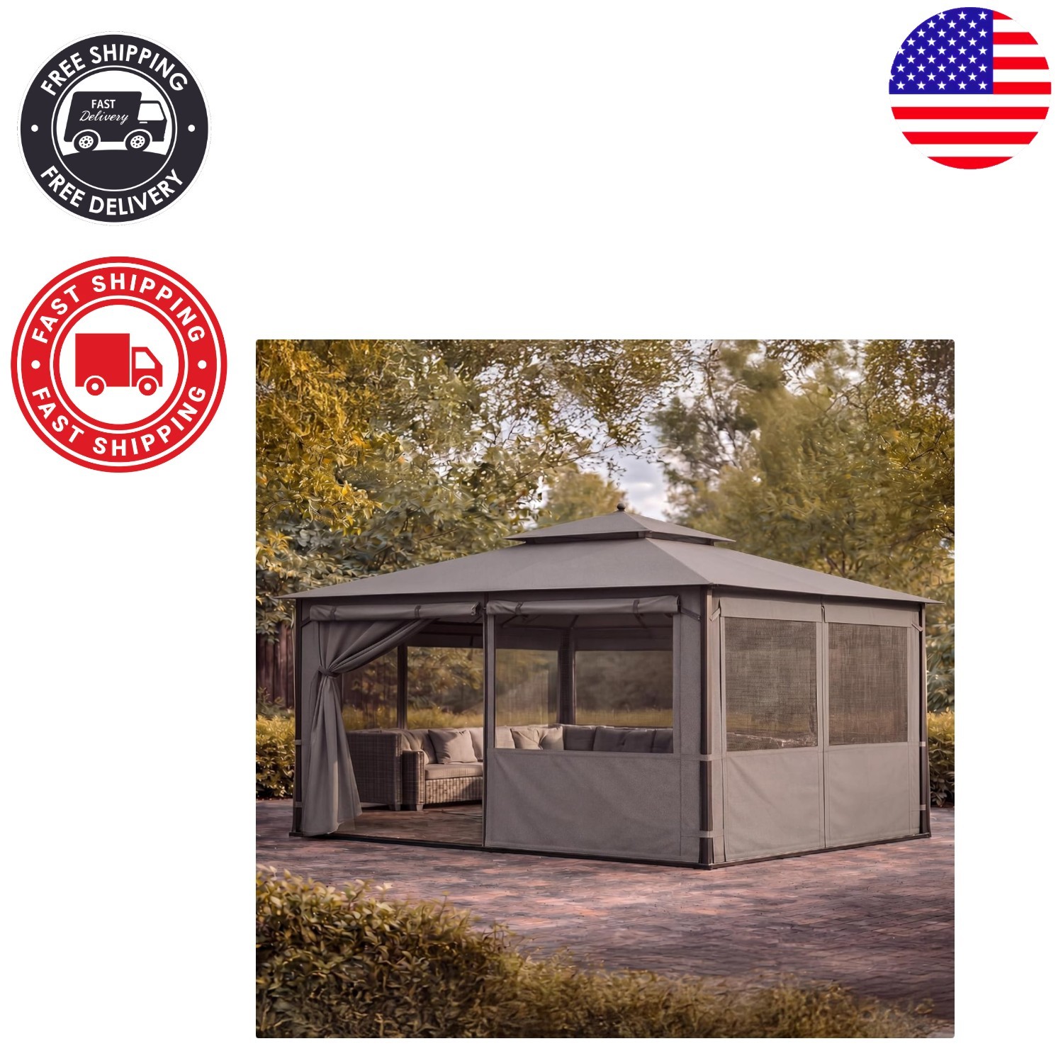 10′ x 12′ Outdoor Gazebo Curtains – Stylish Privacy with Tear-Resistant Fabric