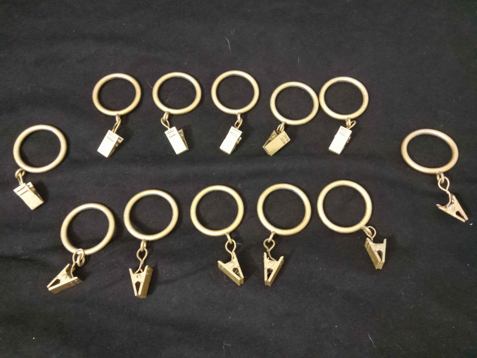 12pc Metal Curtain Clip Rings – Gold – Shower or Window Drapery Rods